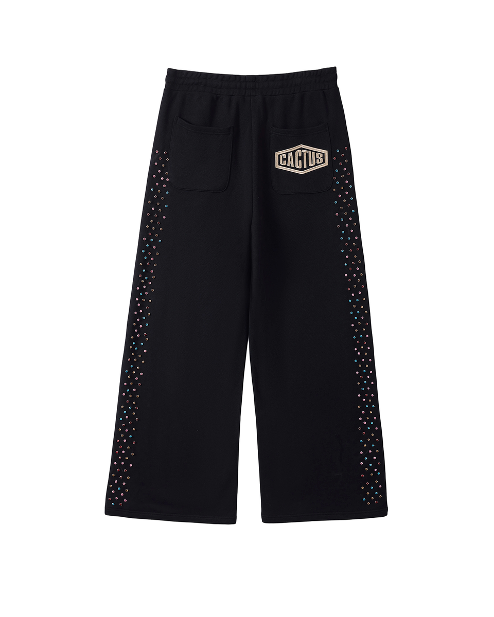 AZVA - CRYSTAL CACTUS Sweat Pants - Black