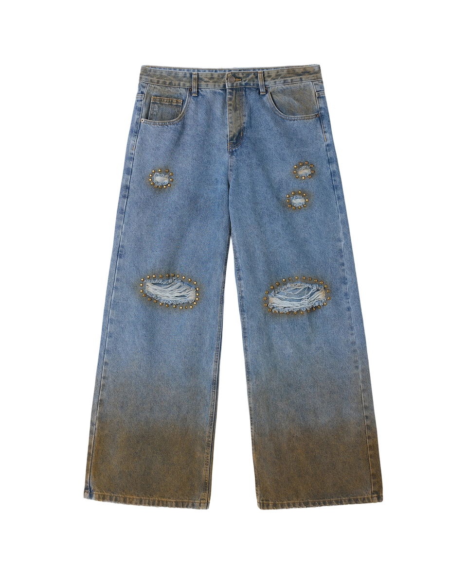AZVA - STUDDED RUST DENIM Jeans