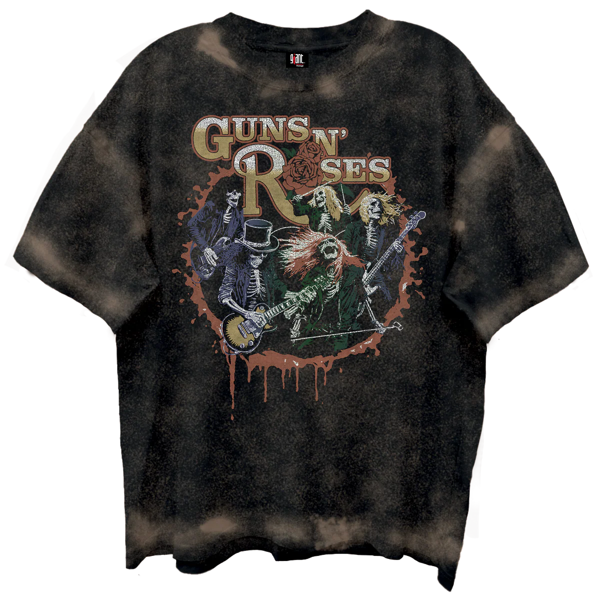 GUNS N ROSES SKELTONS LIVE FRT/BCK CHOCOLATE SPRAY WASH T-SHIRT/GIANT VINTAGE