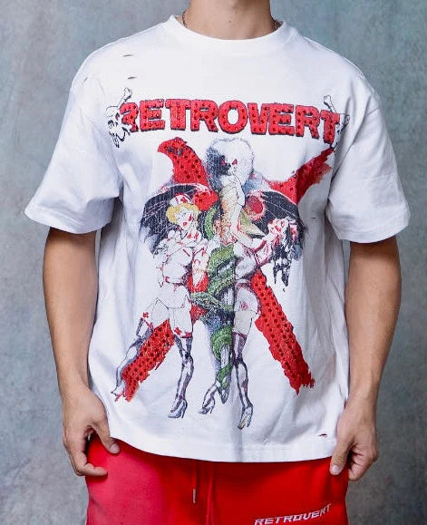 Retrovert Rhinestone Nurse Tee - White