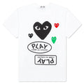 COMME DES GARCONS PLAY WOMEN'S BLACK MULTI LOGO S/S T-SHIRT - WHITE