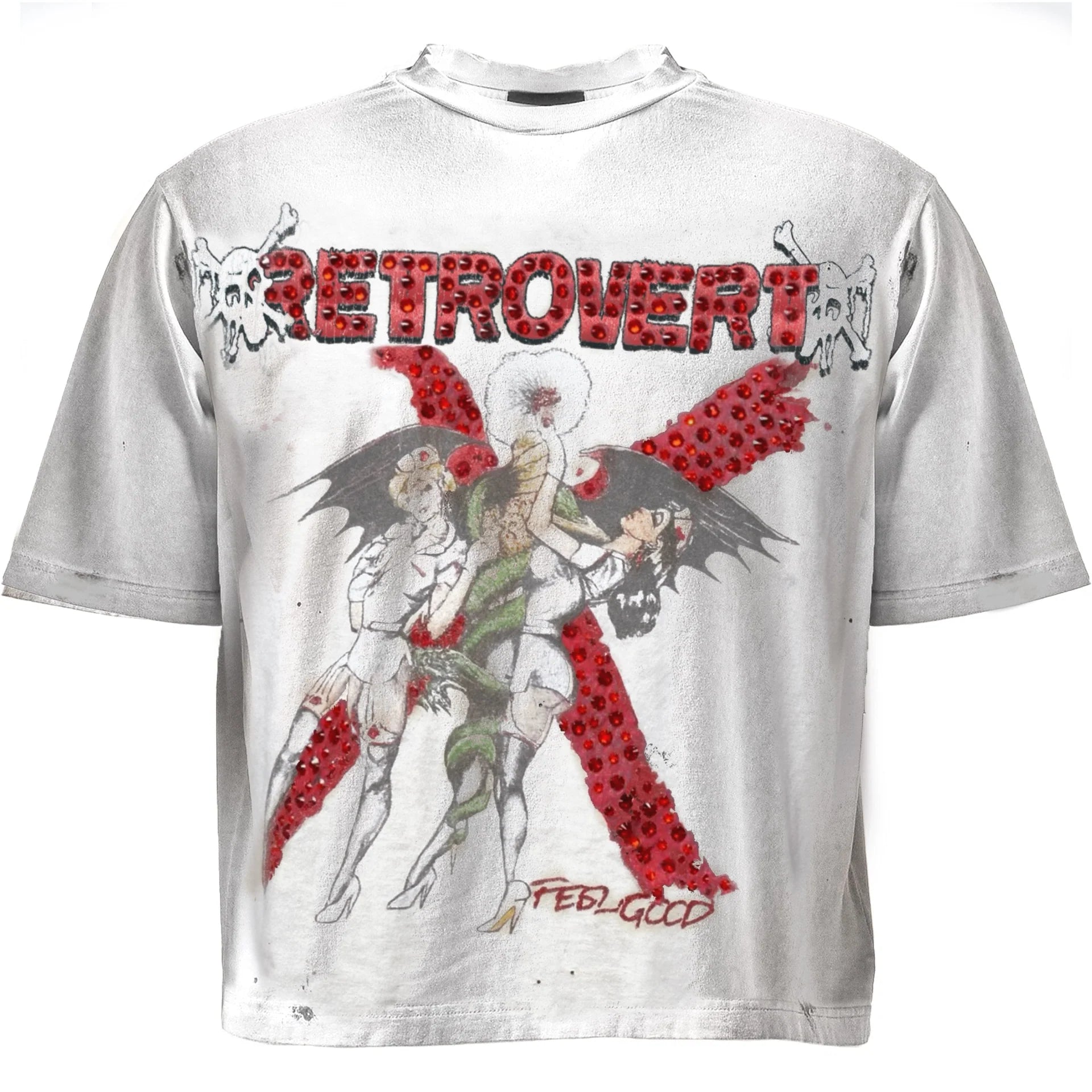 Retrovert Rhinestone Nurse Tee - White