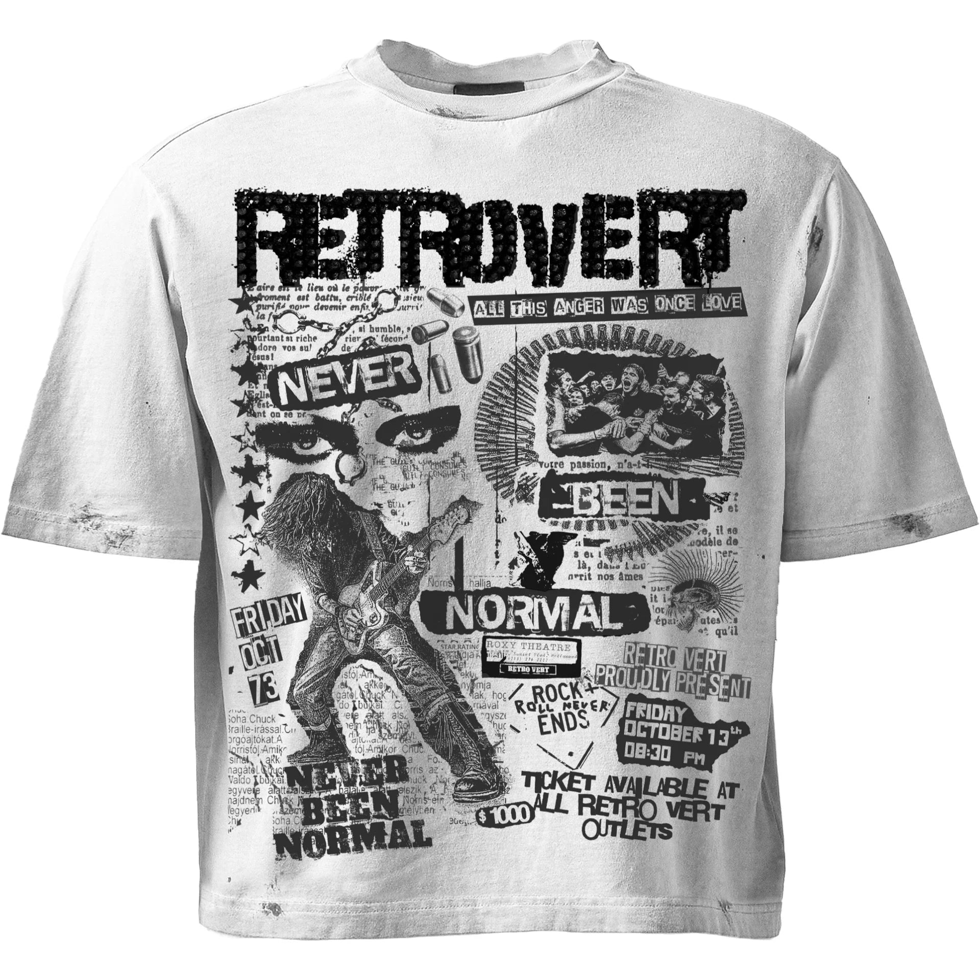 Retrovert Rhinestone Rockstar Tee - white