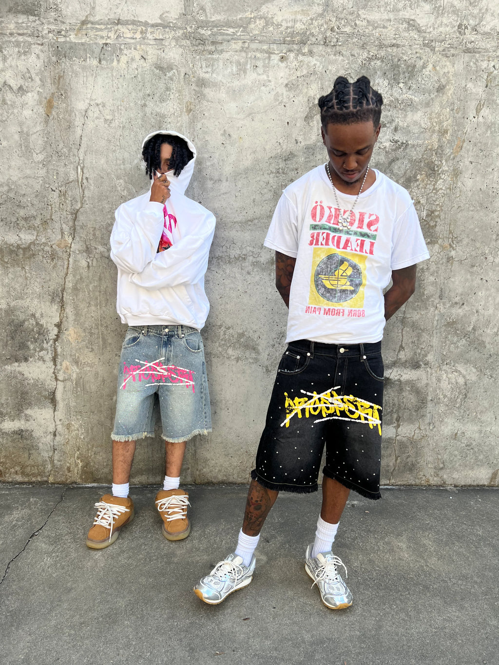 Black Prospera Yellow "Graffiti" Jorts