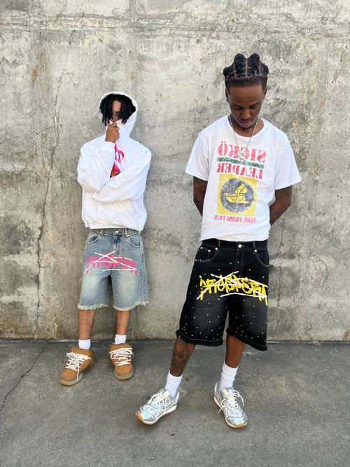 Black Prospera Yellow "Graffiti" Jorts