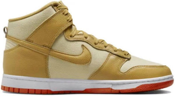 NIKE DUNK HI Wheat Gold Safety Orange Size 8.5 MENS