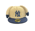 Custom Crochet Fitted NY Yankees Fitted Hat Khaki and Blue 7 1/8