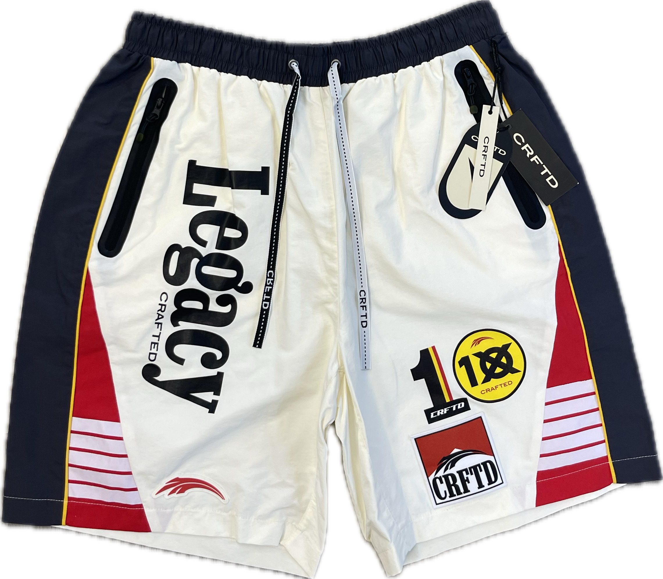CRFTD: Wind Breaker Shorts - White / Grey / Red