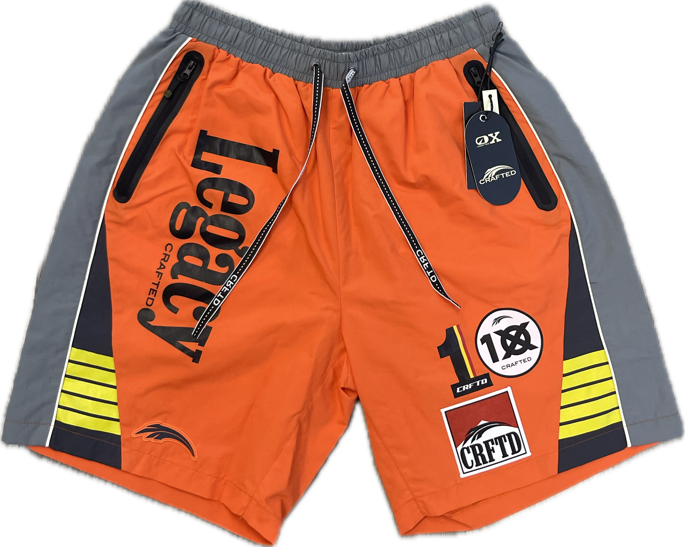 CRFTD: Wind Breaker Shorts - Orange / Grey