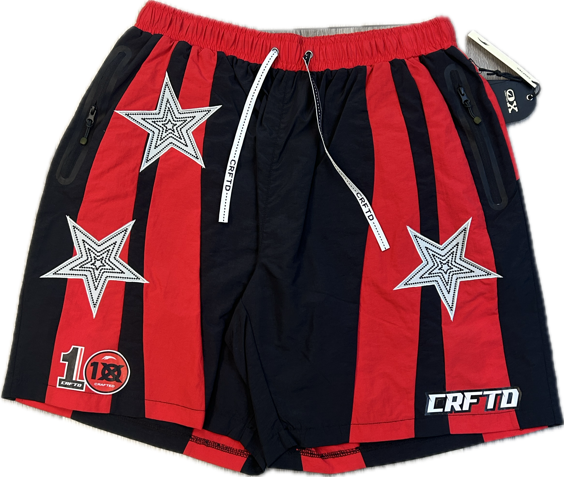CRFTD: WIND BREAKER SHORTS - RED / BLACK