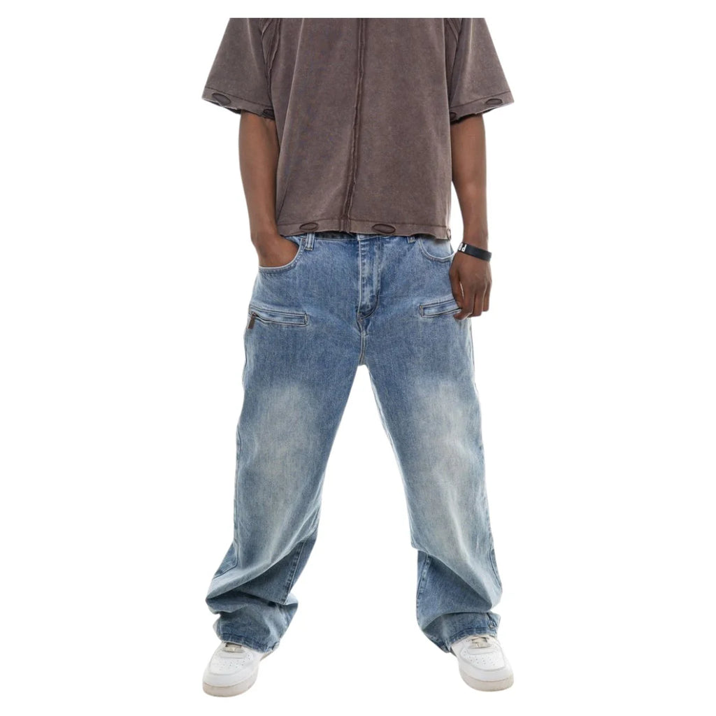 Omavi Mens Denim Baggy Jeans dark blue denim jeans