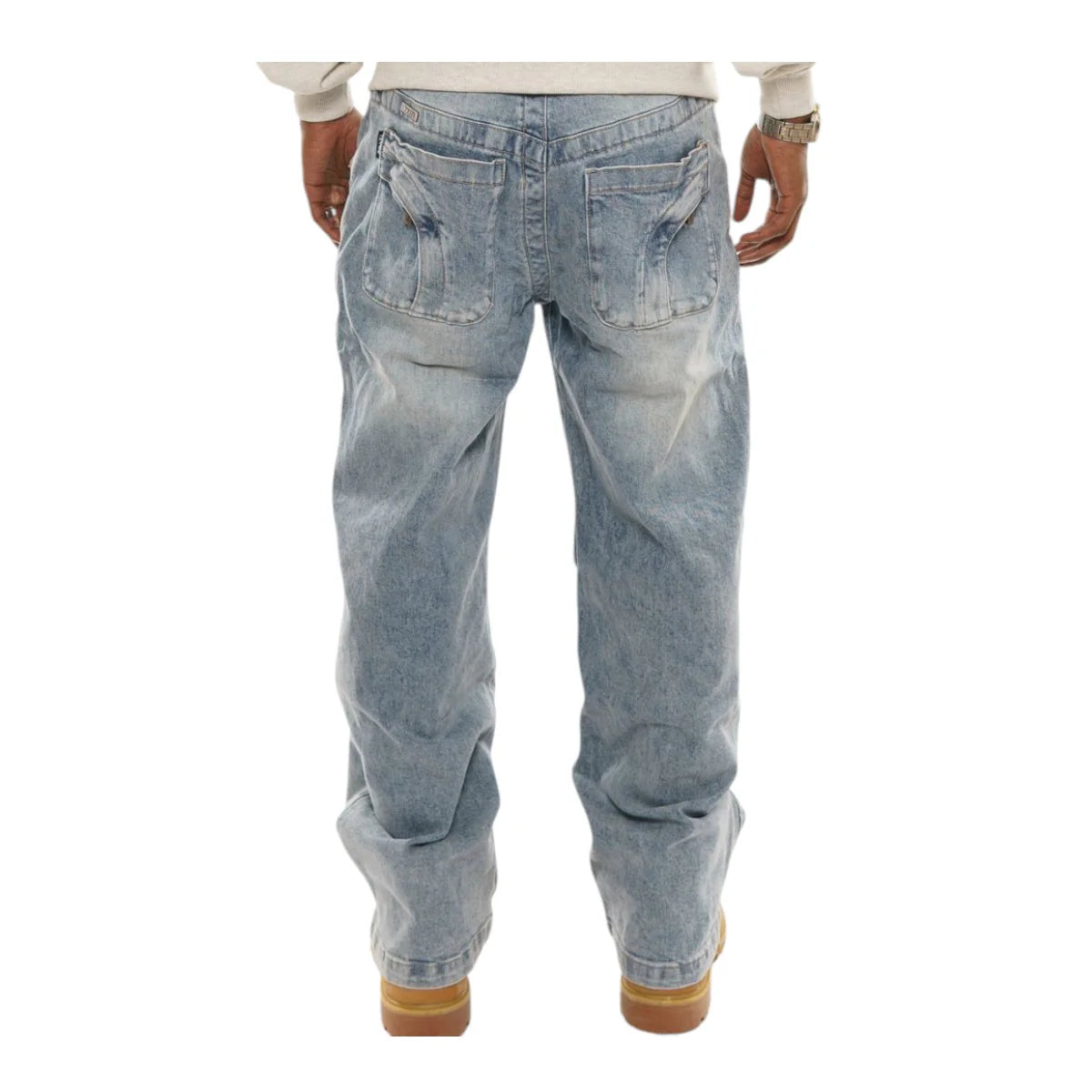 Omavi Mens Denim Swerve Baggy Jeans dark blue denim jeans